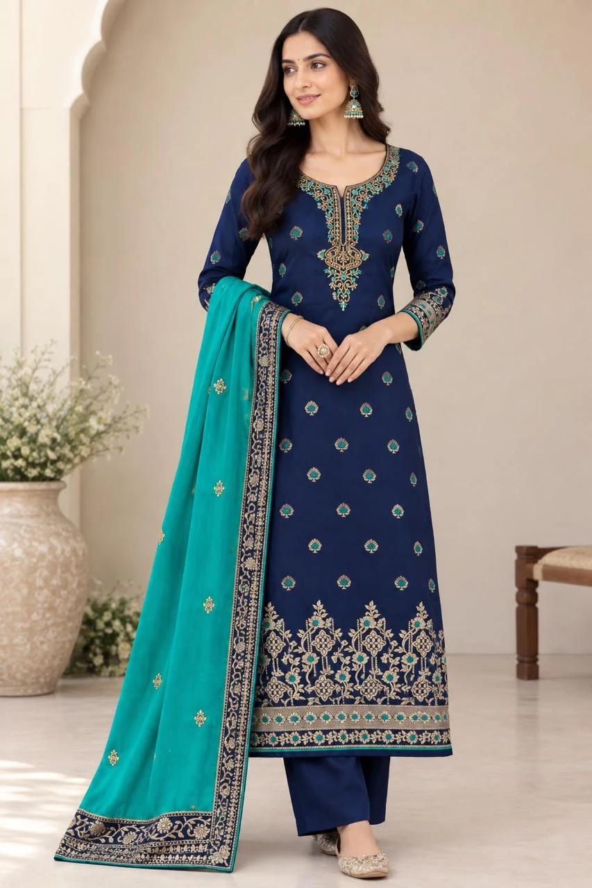 Alisa Sahir Satin Georgette Colorful