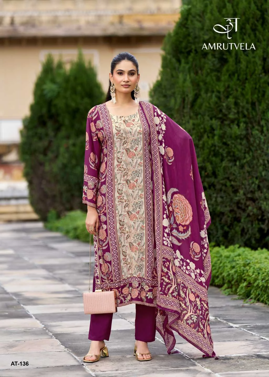 Amrutvela AT 136 A-D Viscose Salwar Suit Catalog 4 Pcs