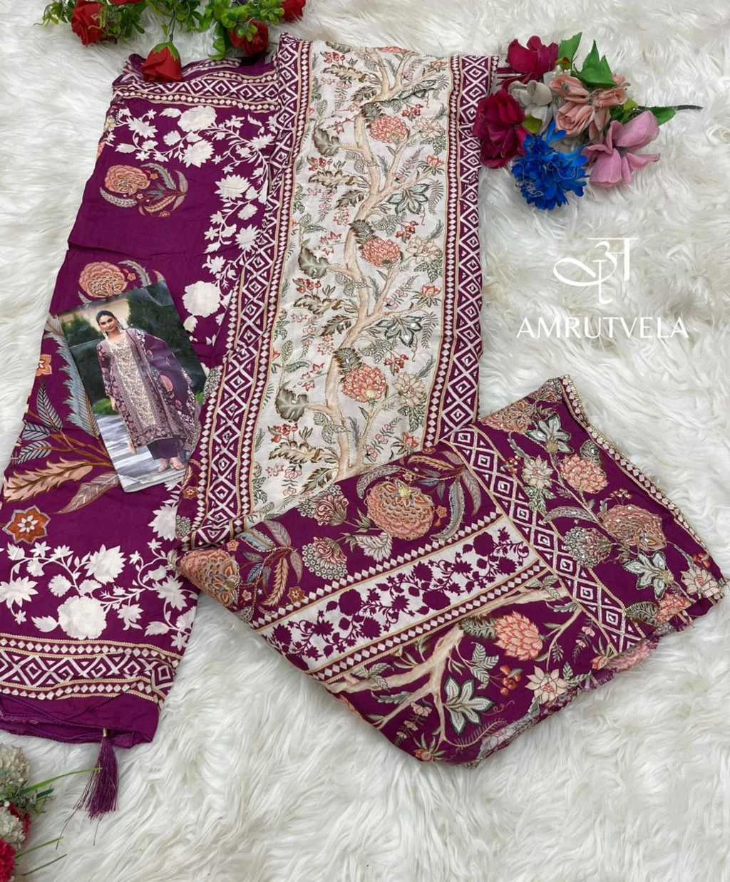 Amrutvela AT 136 A-D Viscose Salwar Suit Catalog 4 Pcs