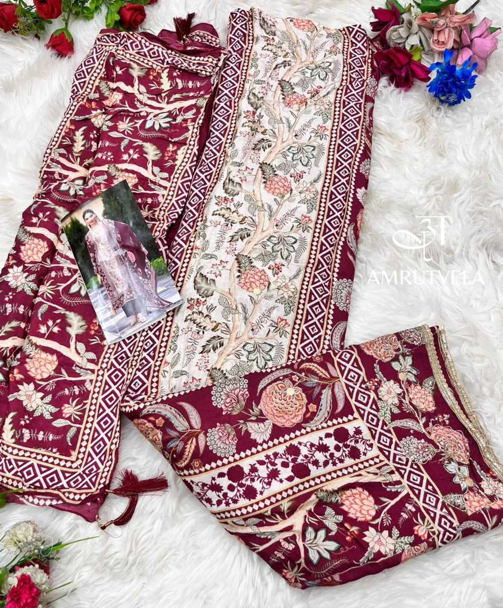 Amrutvela AT 136 A-D Viscose Salwar Suit Catalog 4 Pcs