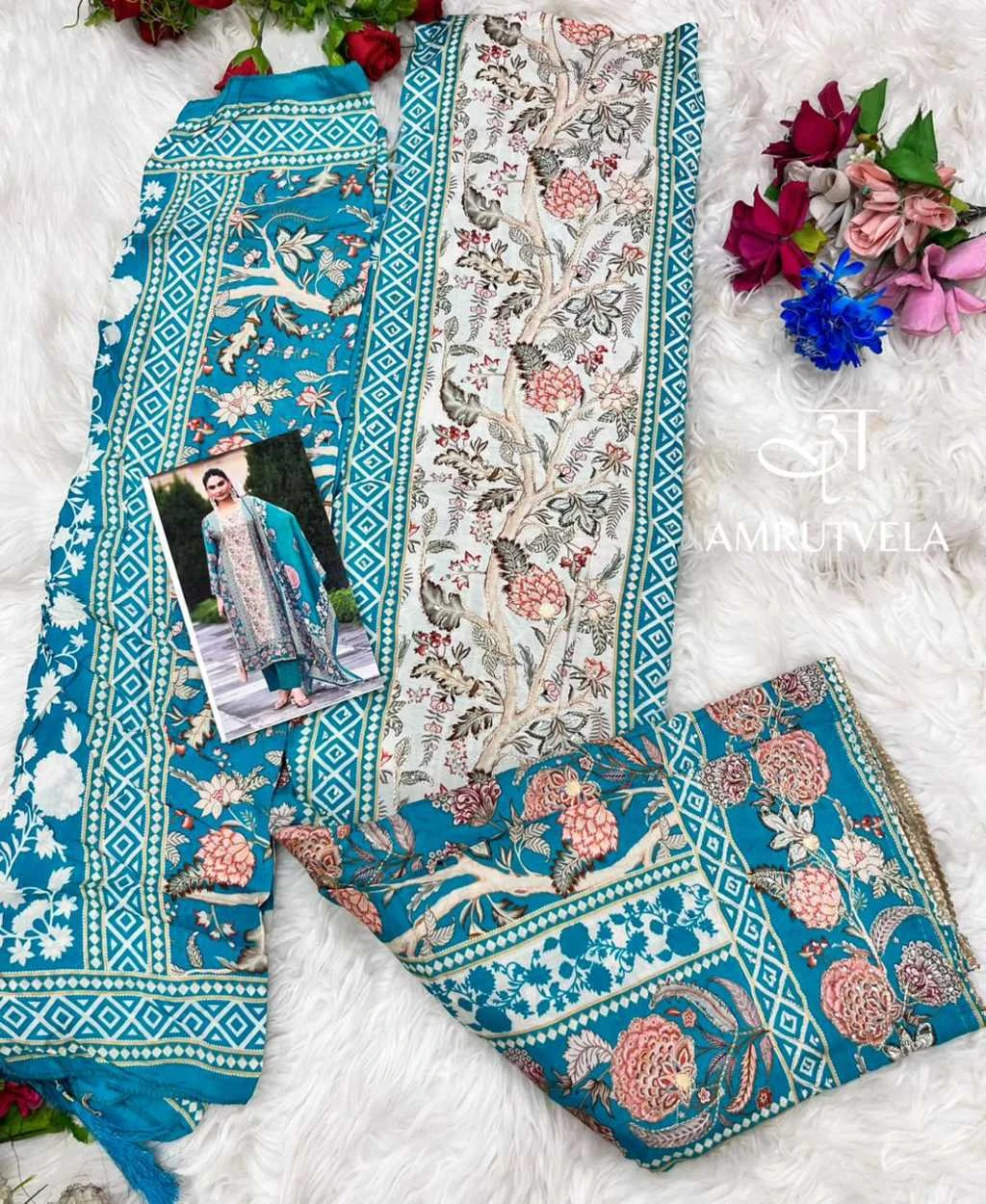 Amrutvela AT 136 A-D Viscose Salwar Suit Catalog 4 Pcs