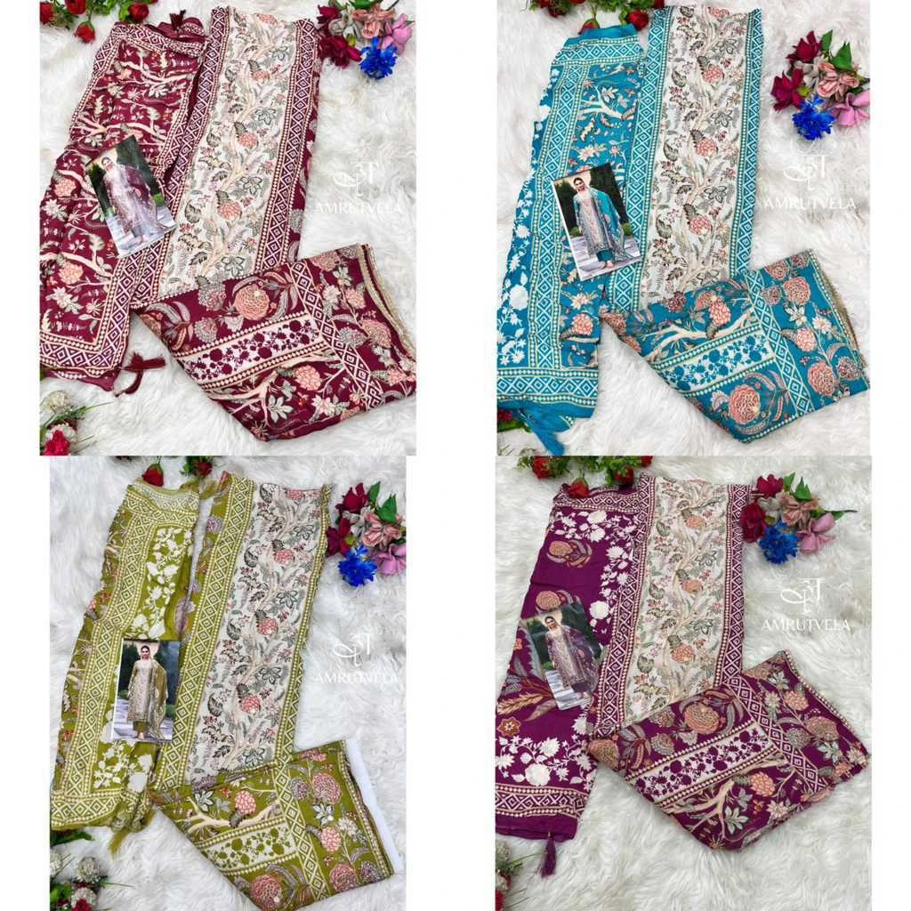 Amrutvela AT 136 A-D Viscose Salwar Suit Catalog 4 Pcs
