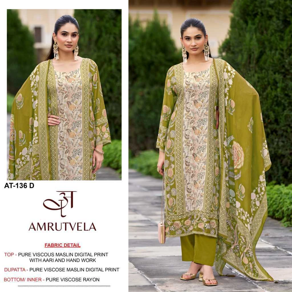 Amrutvela AT 136 A-D Viscose Salwar Suit Catalog 4 Pcs