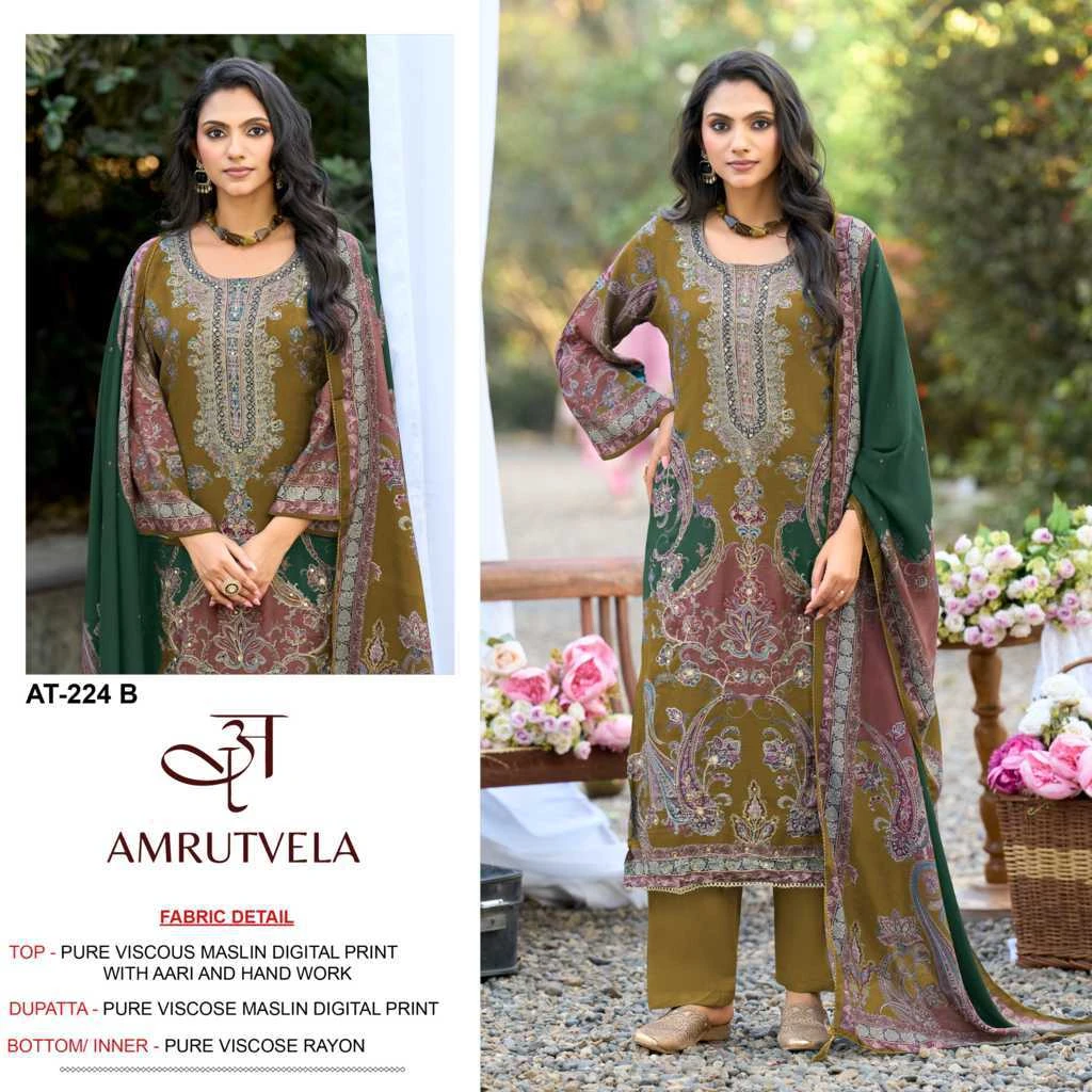 Amrutvela AT 224 A-D Viscose Salwar Suit Catalog 4 Pcs