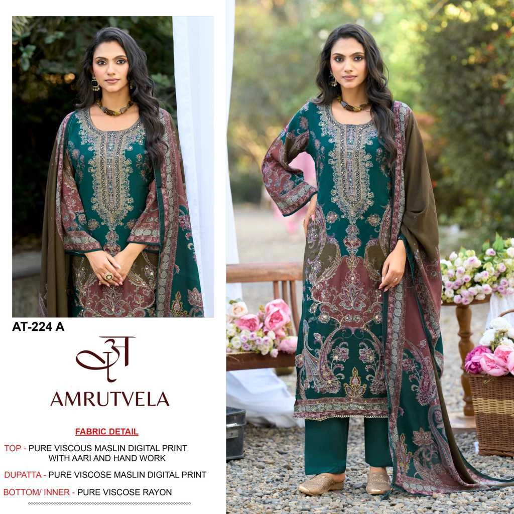 Amrutvela AT 224 A-D Viscose Salwar Suit Catalog 4 Pcs
