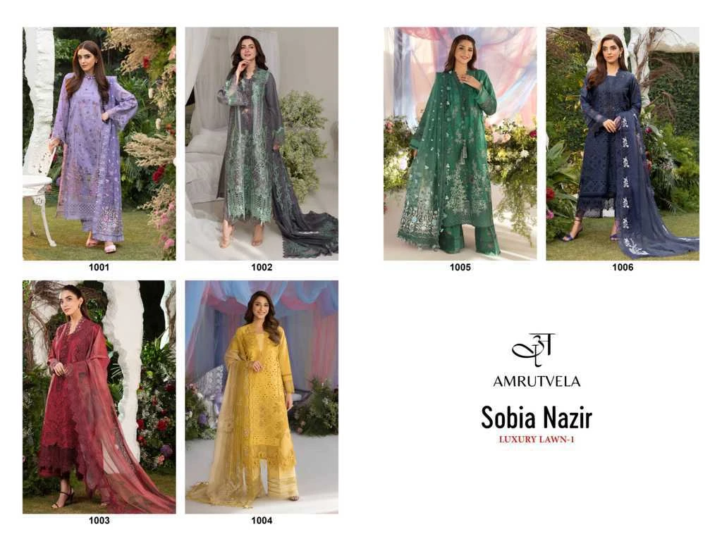 Amrutvela Sobia Nazir Luxury Lawn Vol 1 Cotton Salwar Suit Catalog 6 Pcs