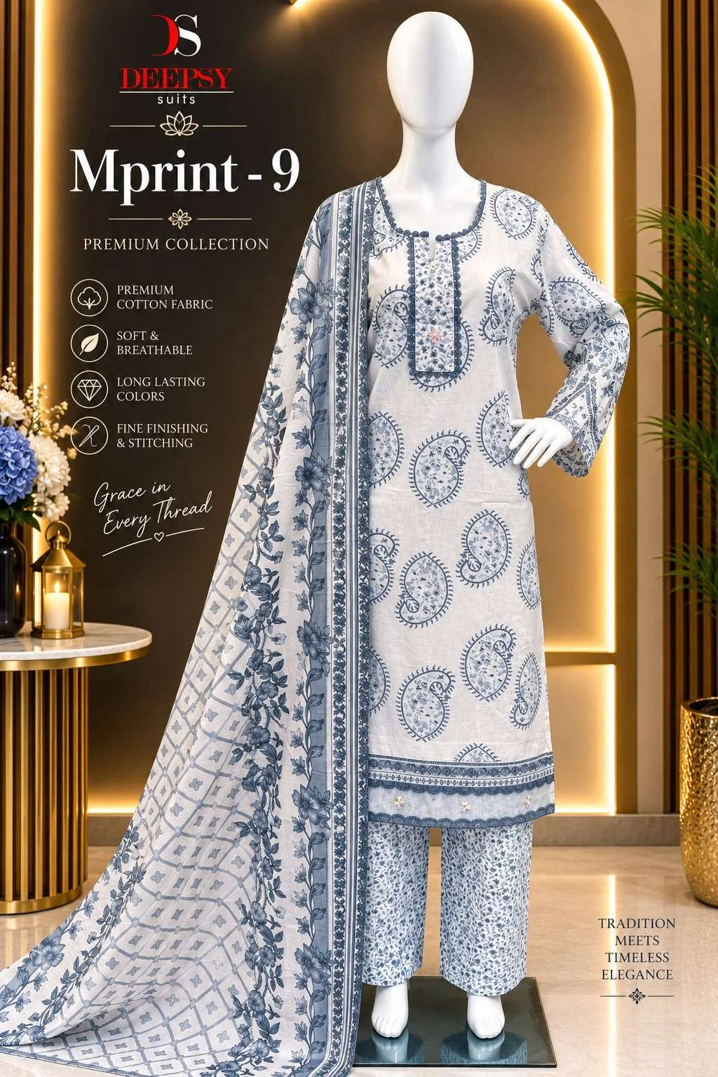 Deepsy Suits Maria B M Print Vol 9 Ready Made Collection - Readymade Dress