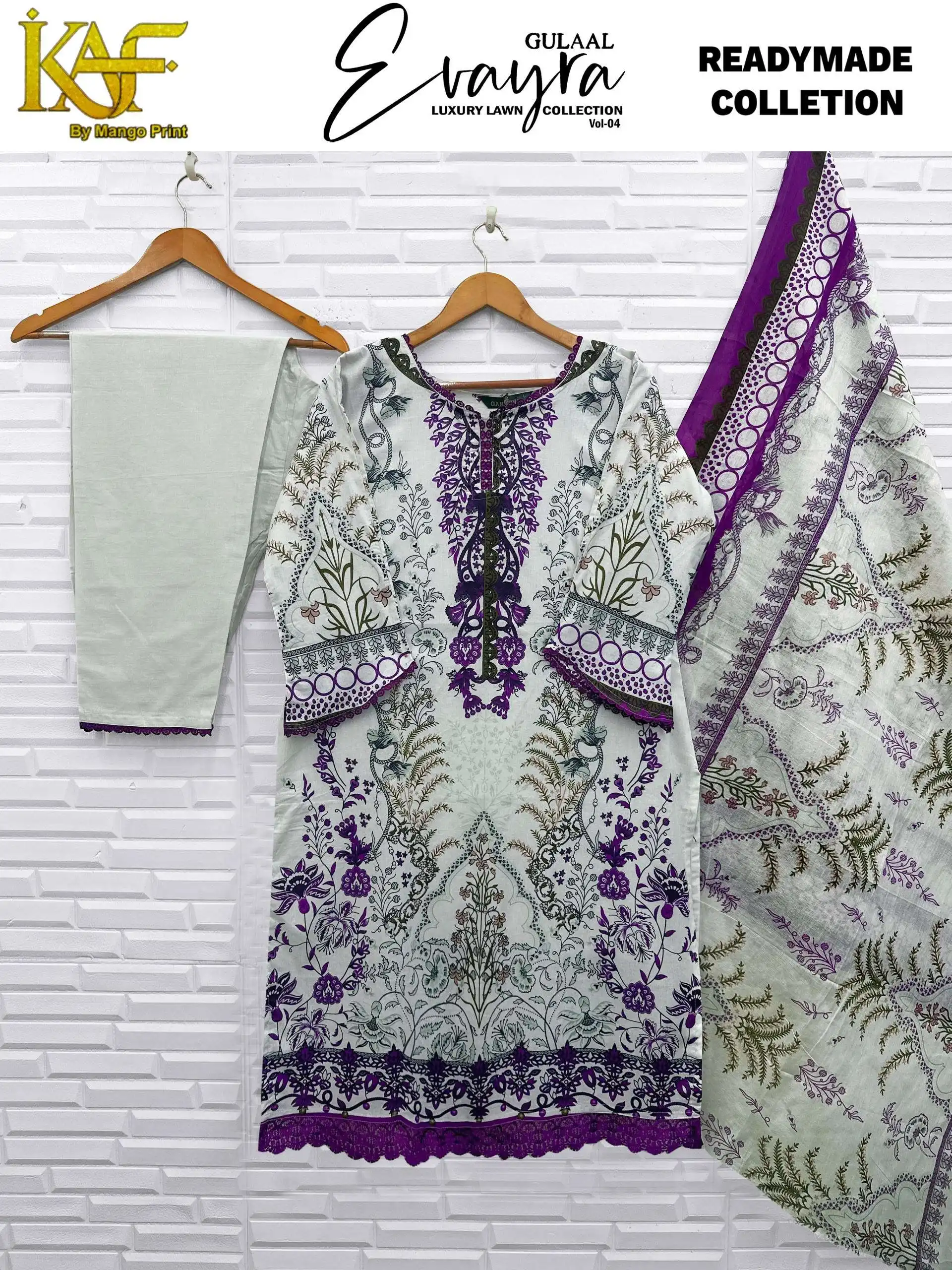 Keval Fab Evayra Gulaal Luxury Lawn Ready Made Collection Vol 4 - Readymade Dress