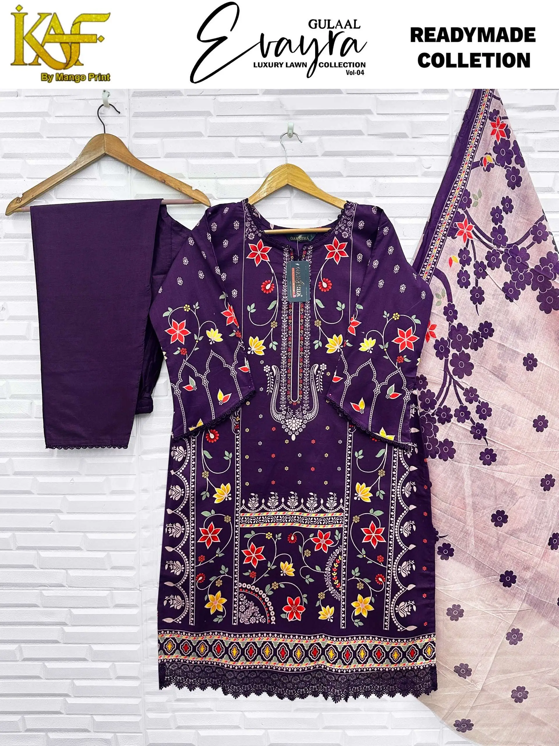 Keval Fab Evayra Gulaal Luxury Lawn Ready Made Collection Vol 4 - Readymade Dress