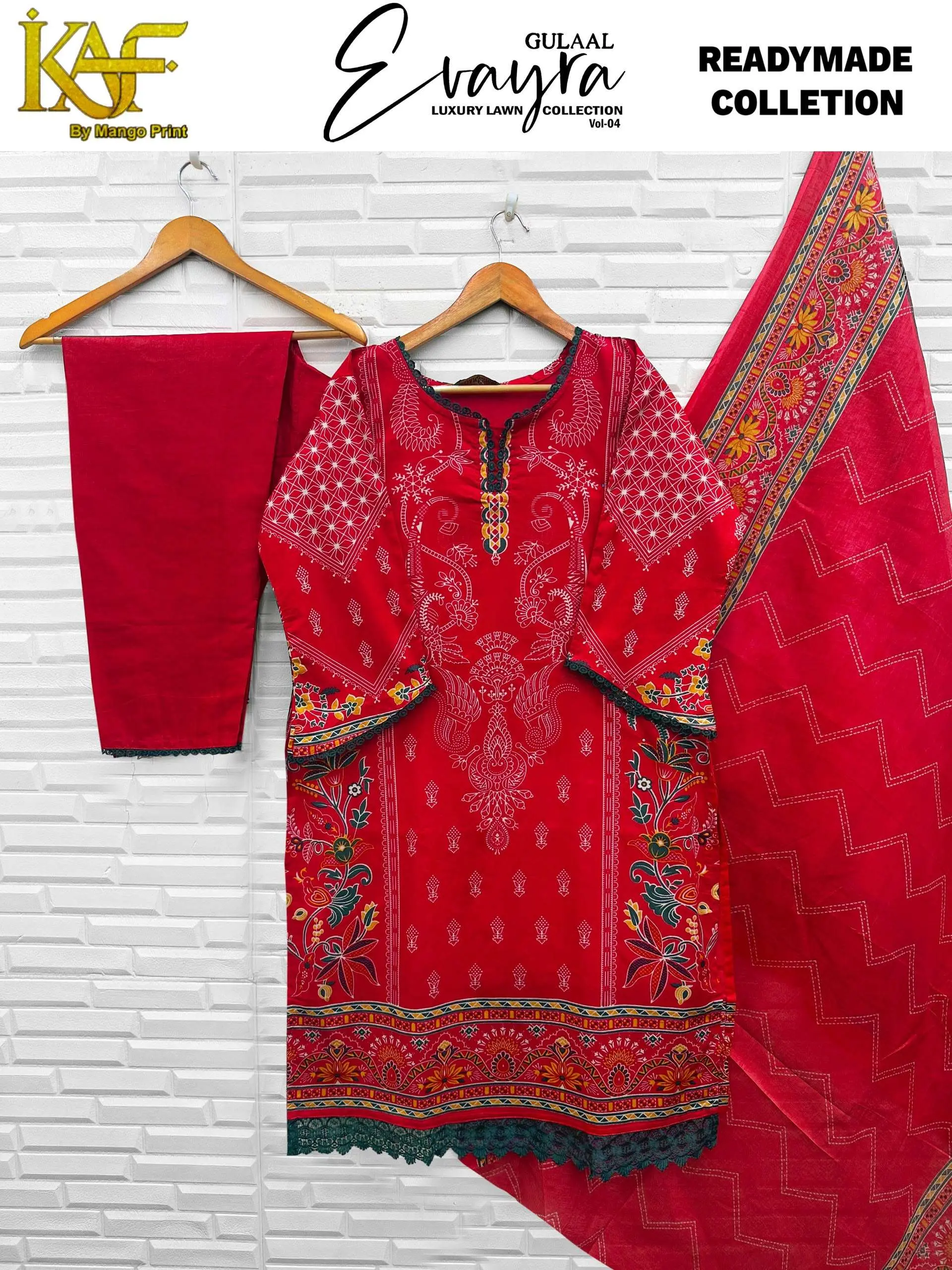 Keval Fab Evayra Gulaal Luxury Lawn Ready Made Collection Vol 4 - Readymade Dress
