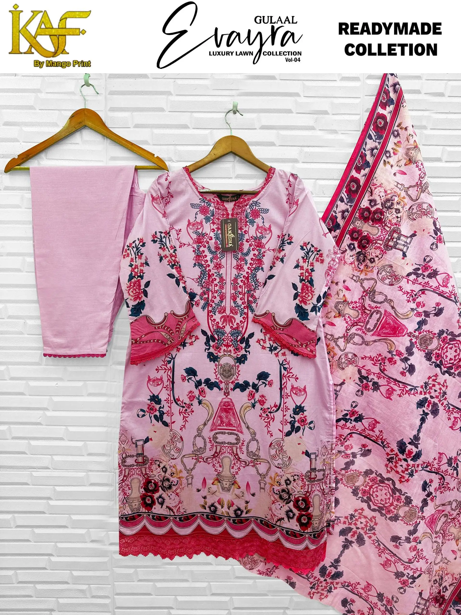 Keval Fab Evayra Gulaal Luxury Lawn Ready Made Collection Vol 4 - Readymade Dress