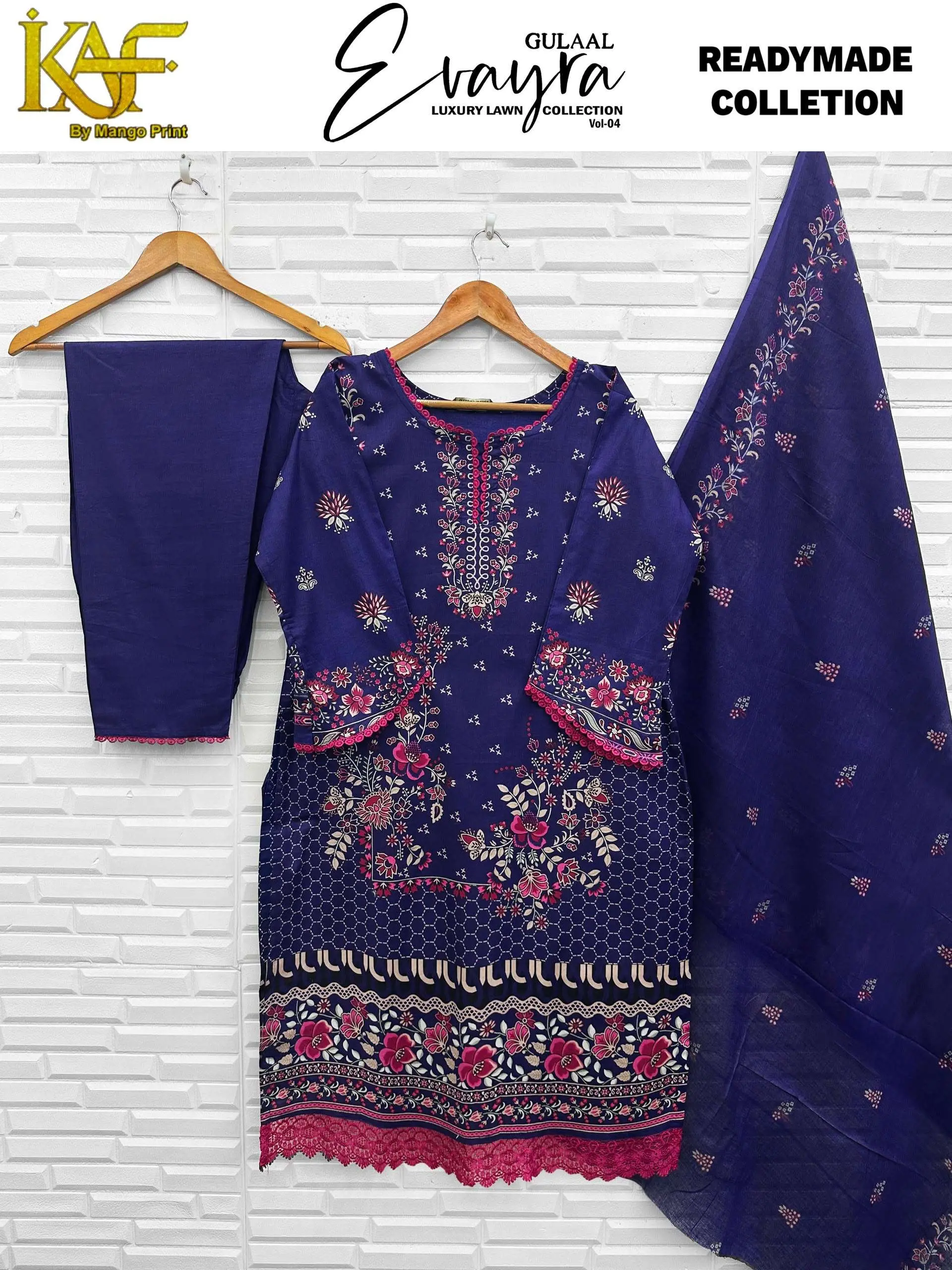 Keval Fab Evayra Gulaal Luxury Lawn Ready Made Collection Vol 4 - Readymade Dress