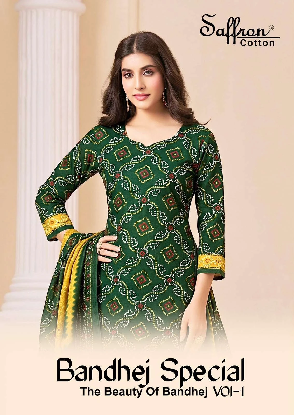 Saffron Cotton Bandhej Special