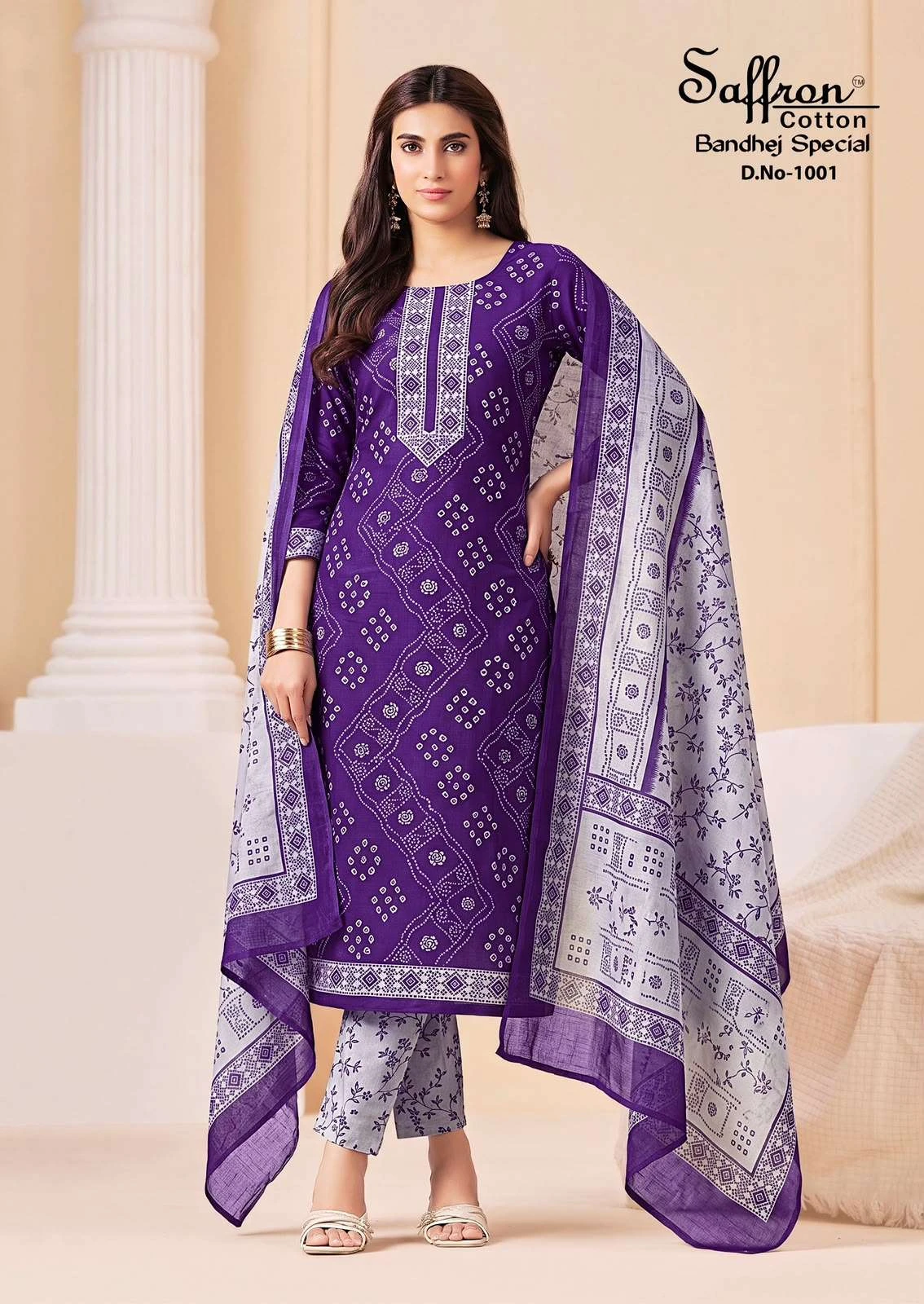 Saffron Cotton Bandhej Special