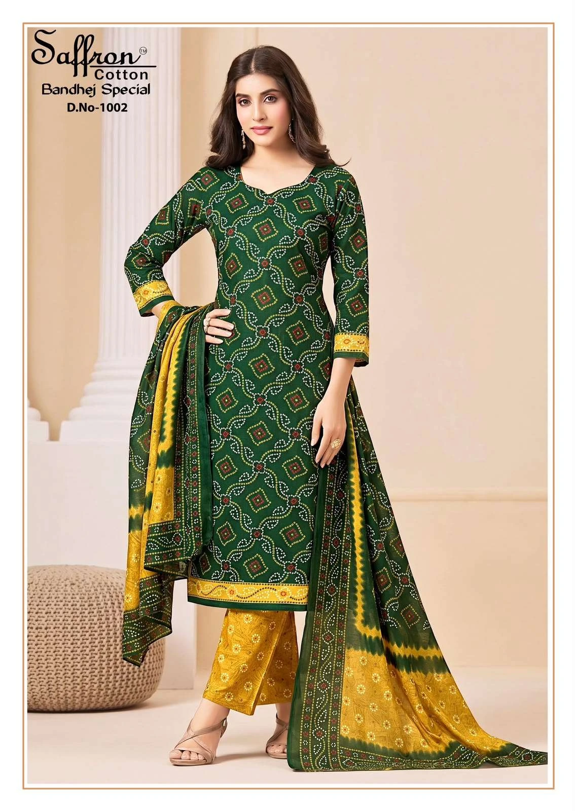 Saffron Cotton Bandhej Special
