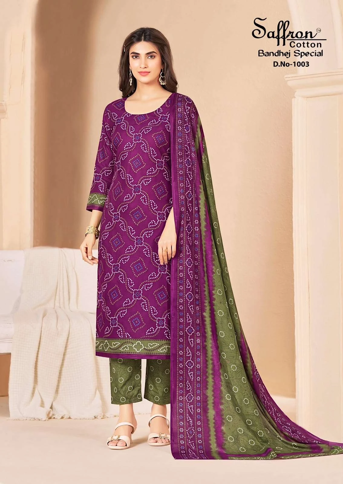 Saffron Cotton Bandhej Special