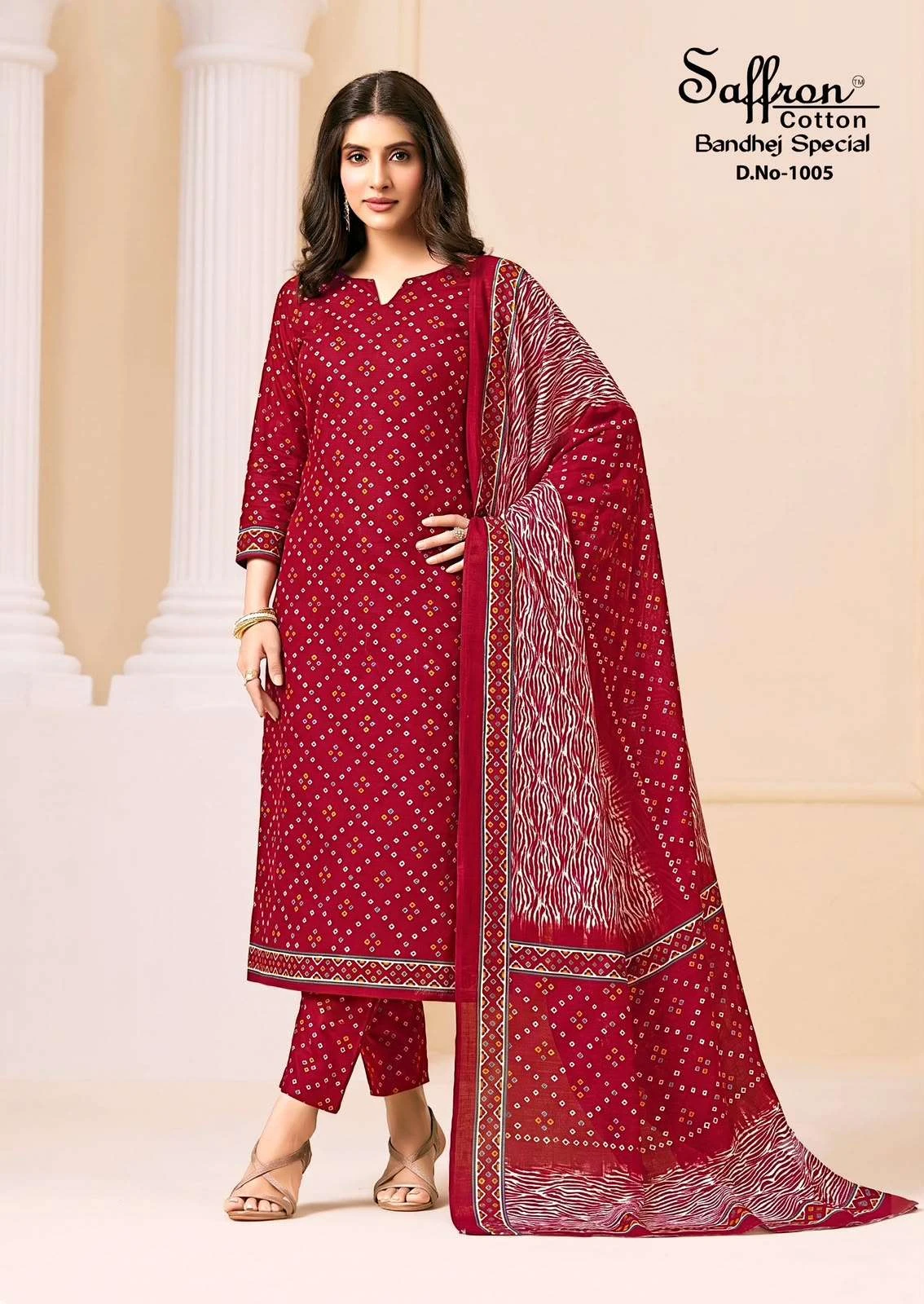 Saffron Cotton Bandhej Special