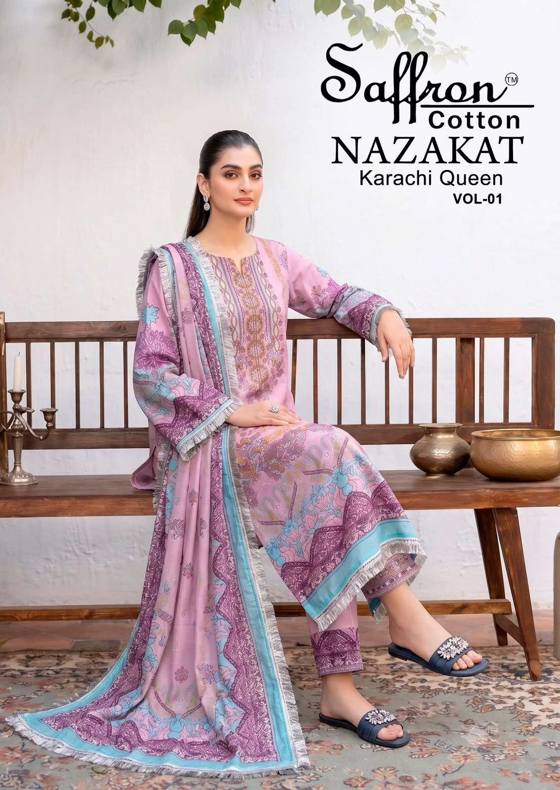 Saffron Cotton Nazakat Karachi Queen Vol 1