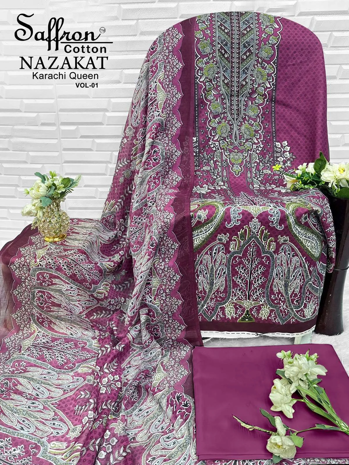 Saffron Cotton Nazakat Karachi Queen Vol 1