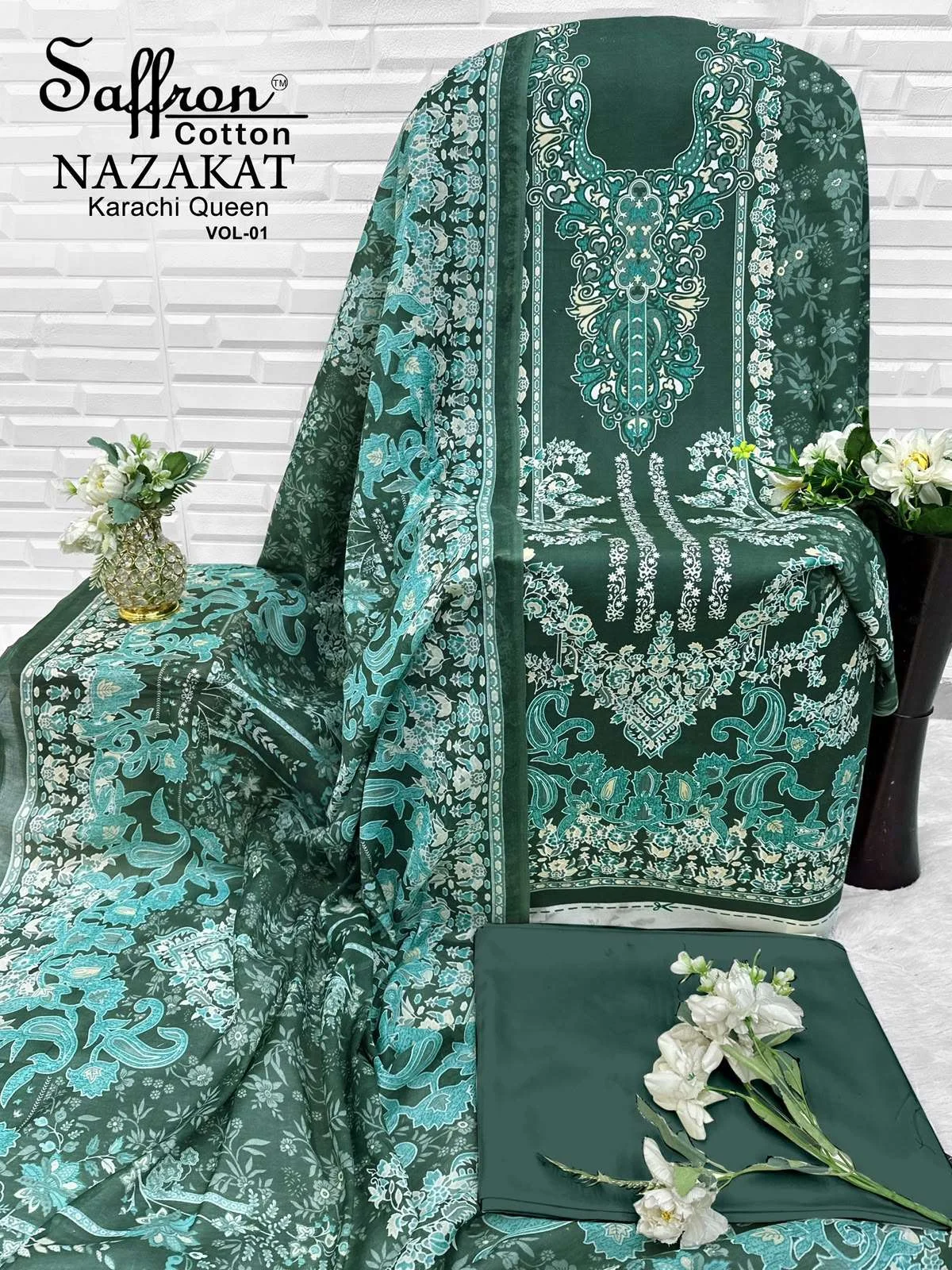 Saffron Cotton Nazakat Karachi Queen Vol 1