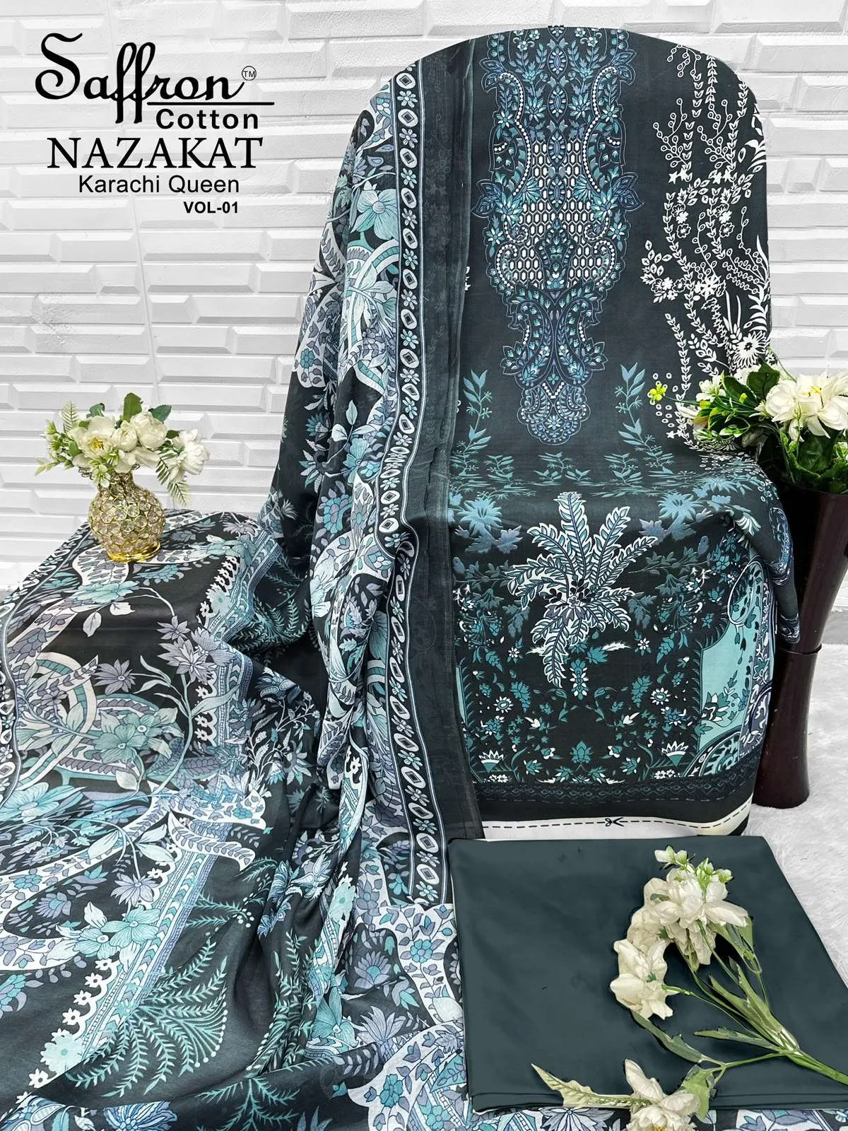 Saffron Cotton Nazakat Karachi Queen Vol 1