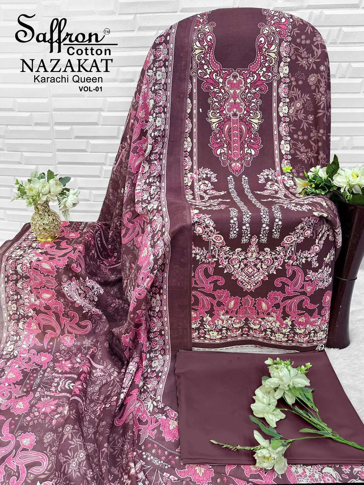Saffron Cotton Nazakat Karachi Queen Vol 1