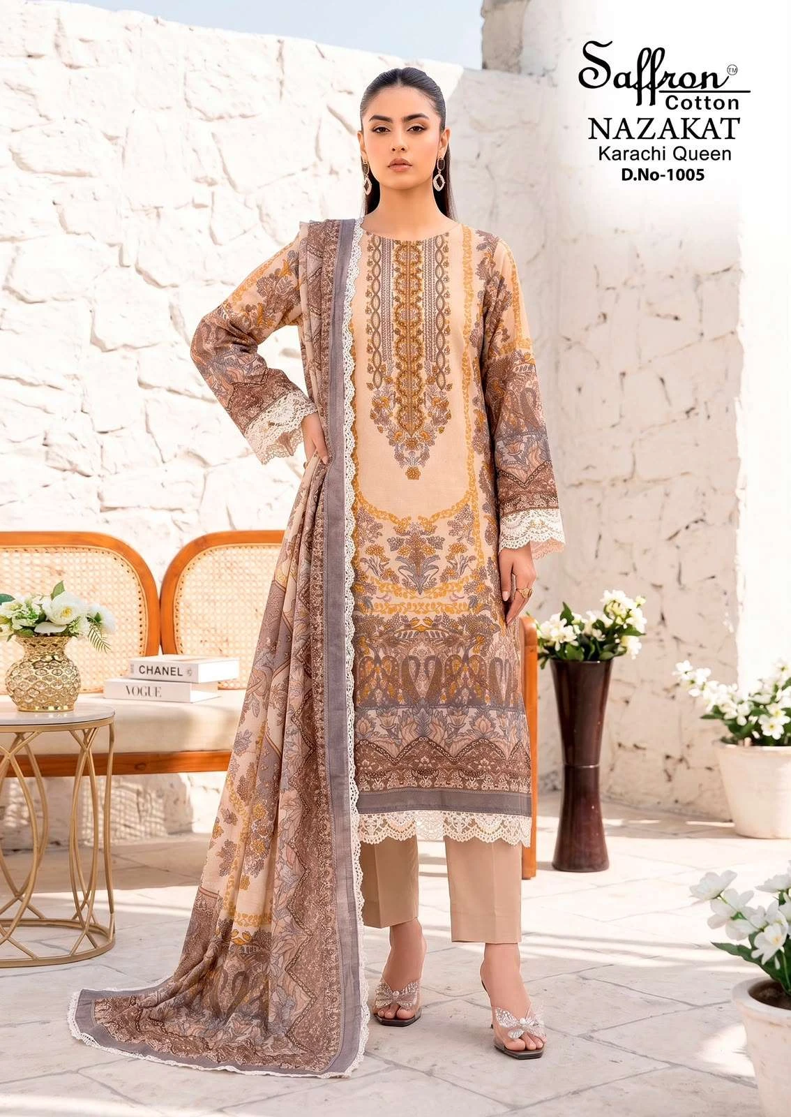 Saffron Cotton Nazakat Karachi Queen Vol 1
