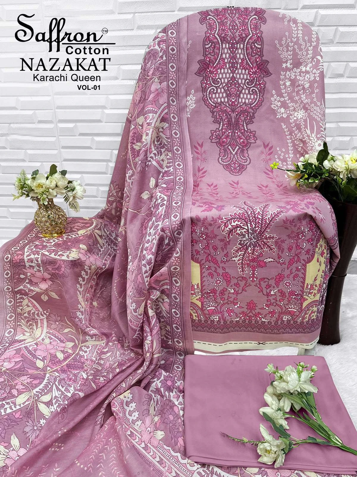 Saffron Cotton Nazakat Karachi Queen Vol 1