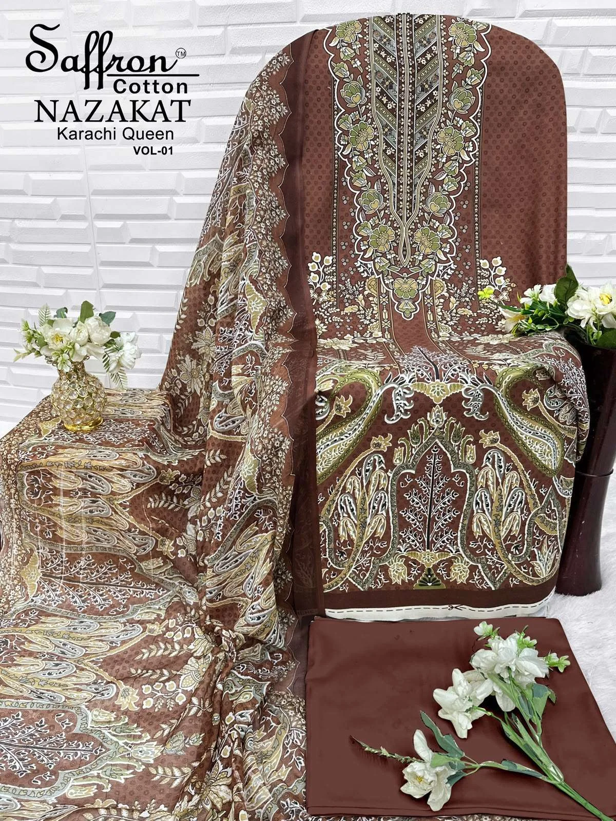 Saffron Cotton Nazakat Karachi Queen Vol 1