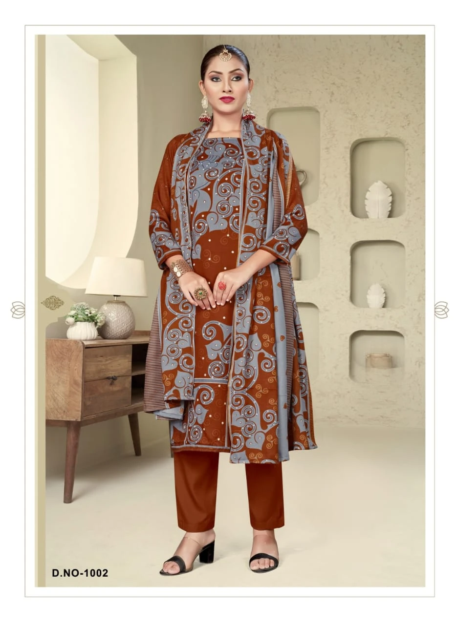 SAT Pashmina Shwal Suit Vol 15